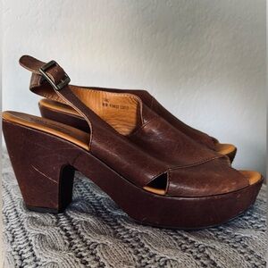 Kork-Ease Dark Brown Leather Platform Heels
